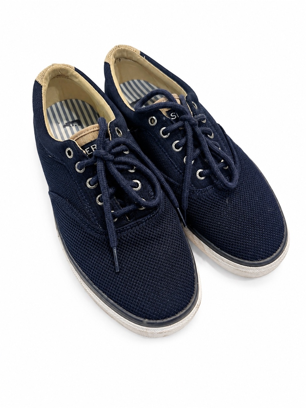 Sperry Top-Sider Men’s 10.5M Navy Canvas Lace-Up Sneakers Casual Shoes